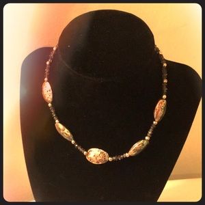 Abalone, Iolite and Sterling Silver Necklace